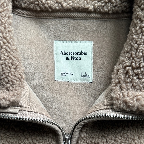 Abercrombie & Fitch Brown Sherpa Mockneck Full Zip Jacket - Picture 2 of 2